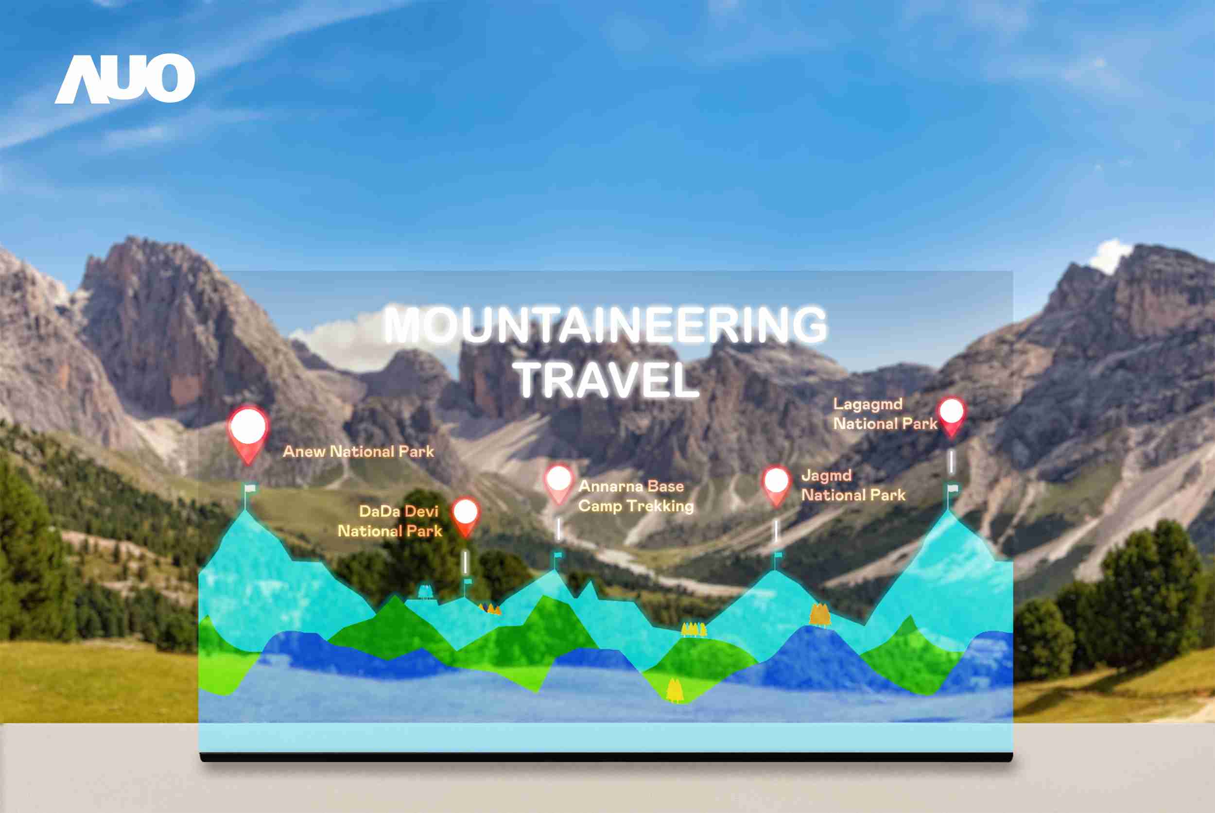 蓝狮在线展示全球单片尺寸最大(*)42吋透明Micro LED显示器拼接而成的〝64吋透明Micro LED显示器〞，，，具备高透明度、、、、1,000 nits高亮度、、广色域、、、采用三边无边框的无缝拼接等多重特色，，，，呈现超高清、、细腻画质而不遮挡后方视觉，，满足层峰需求，，，，可广泛运用于零售、、、艺术展览或商业空间等场域